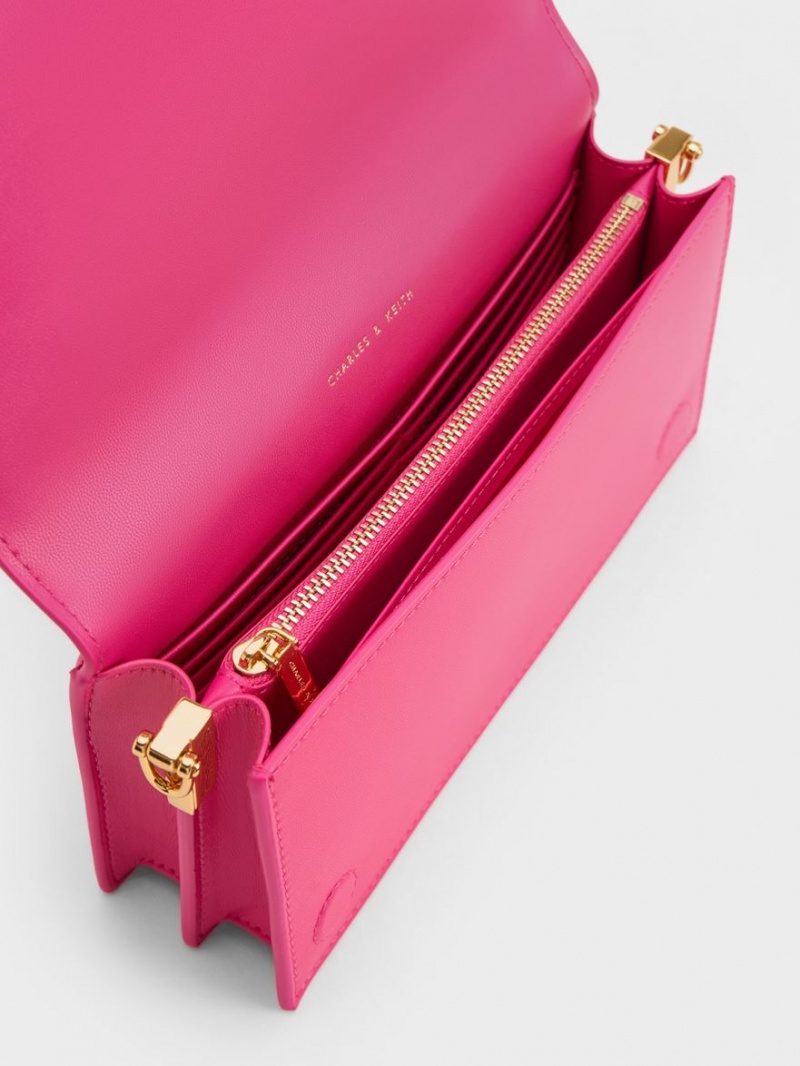 Geanta Clutch Charles & Keith Alcott Scarf Handle Matlasat Roz | 849NQDMXJ