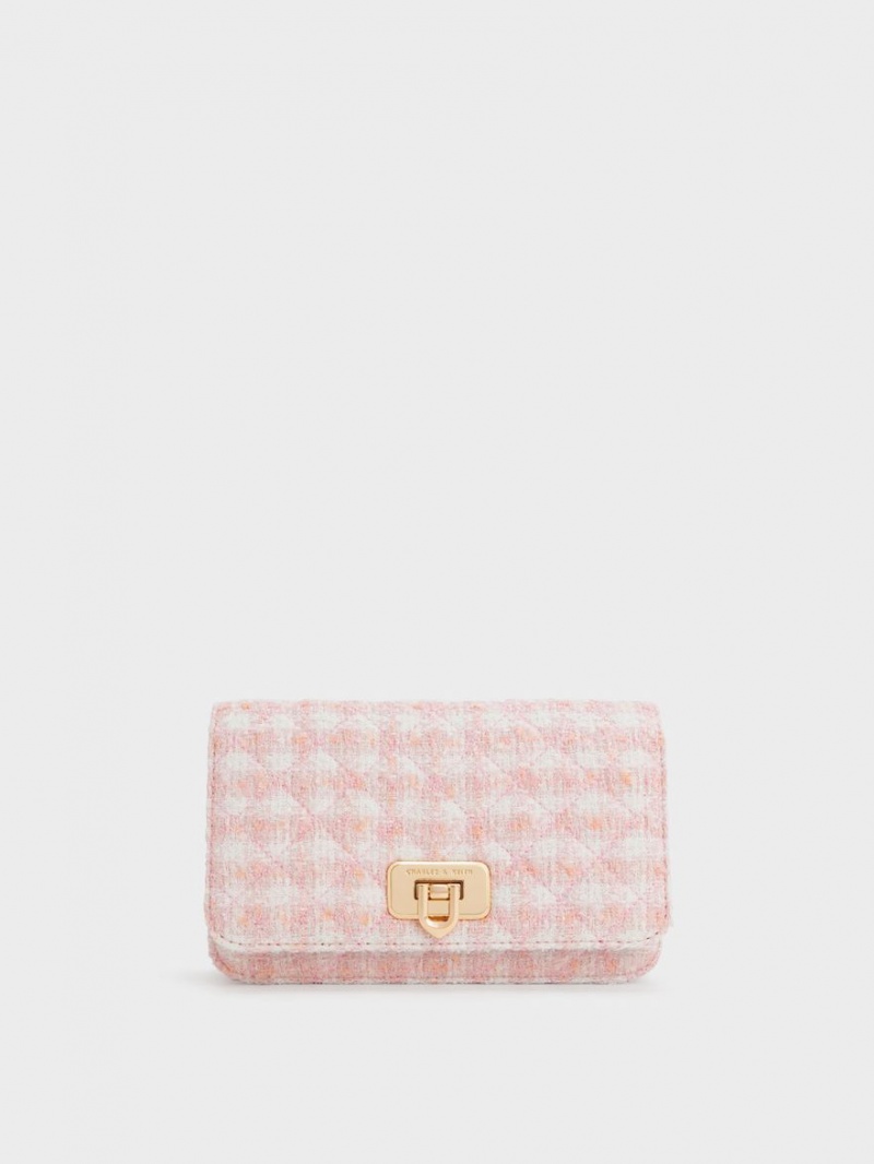 Geanta Clutch Charles & Keith Cressida Tweed Push-Lock Roz | 258VGNXYP