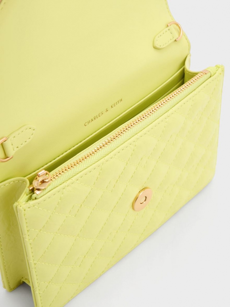 Geanta Clutch Charles & Keith Duo Matlasat Envelope Galbeni | 413CBSRYN