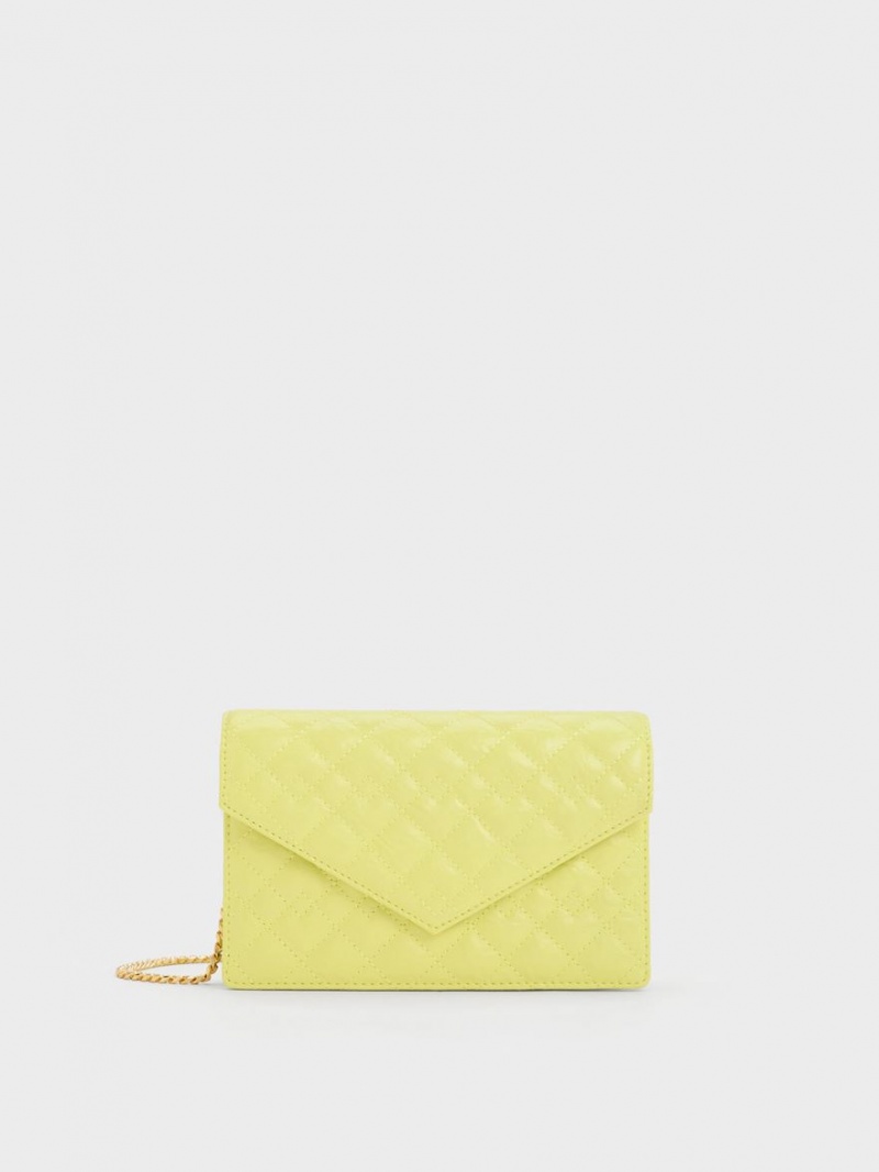 Geanta Clutch Charles & Keith Duo Matlasat Envelope Galbeni | 413CBSRYN