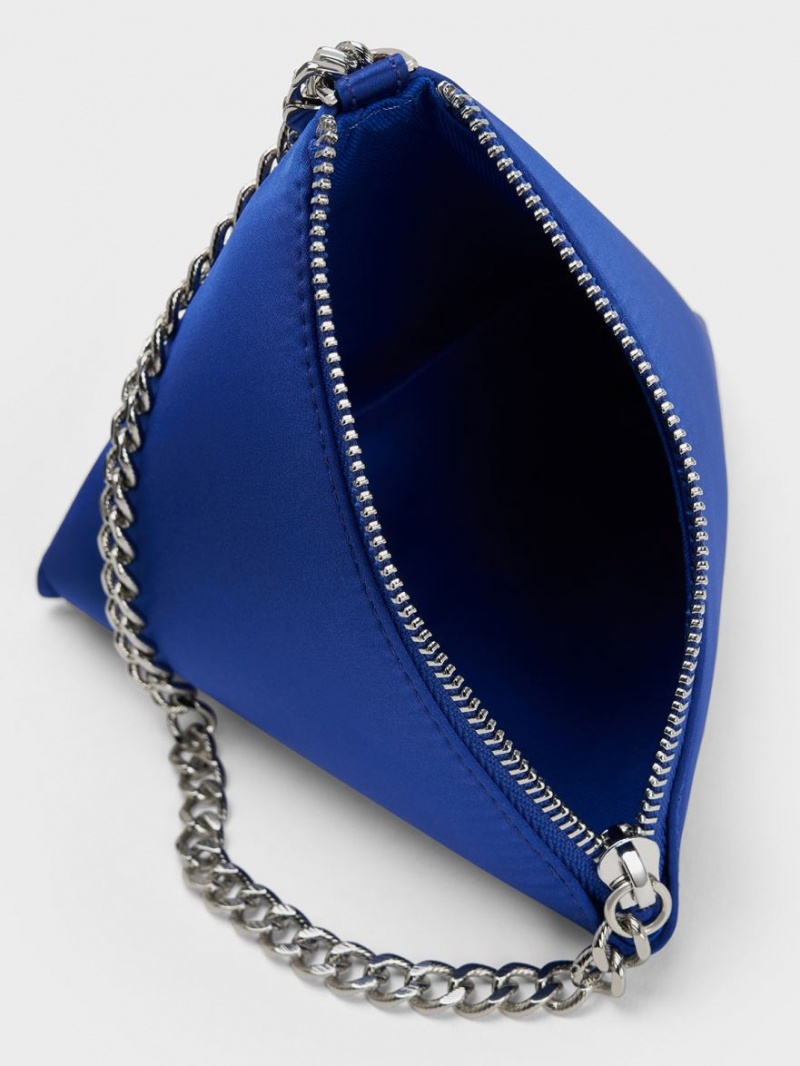 Geanta Clutch Charles & Keith Hera Satin Pyramid Albastri | 294UGRZLS