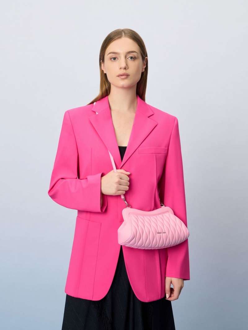Geanta Clutch Charles & Keith Iva Acrylic Handle Roz | 957LPGSRX