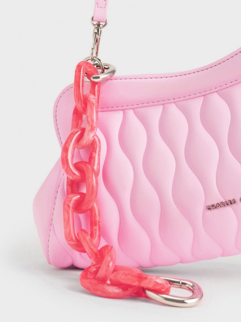 Geanta Clutch Charles & Keith Iva Acrylic Handle Roz | 957LPGSRX