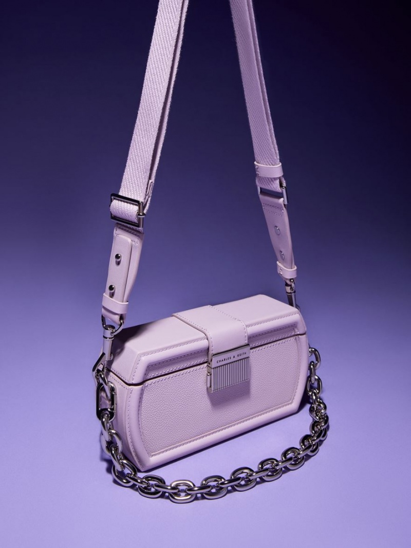 Geanta Clutch Charles & Keith Leona Belted Geometric Violet | 192VZAOQL