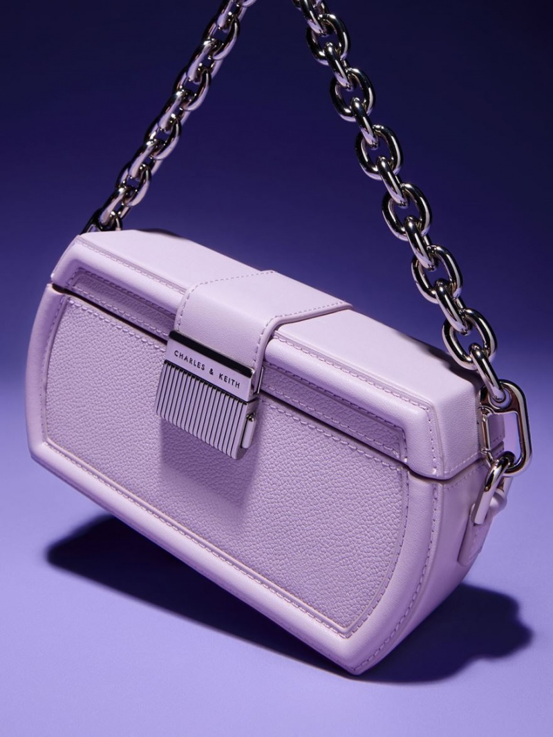 Geanta Clutch Charles & Keith Leona Belted Geometric Violet | 192VZAOQL