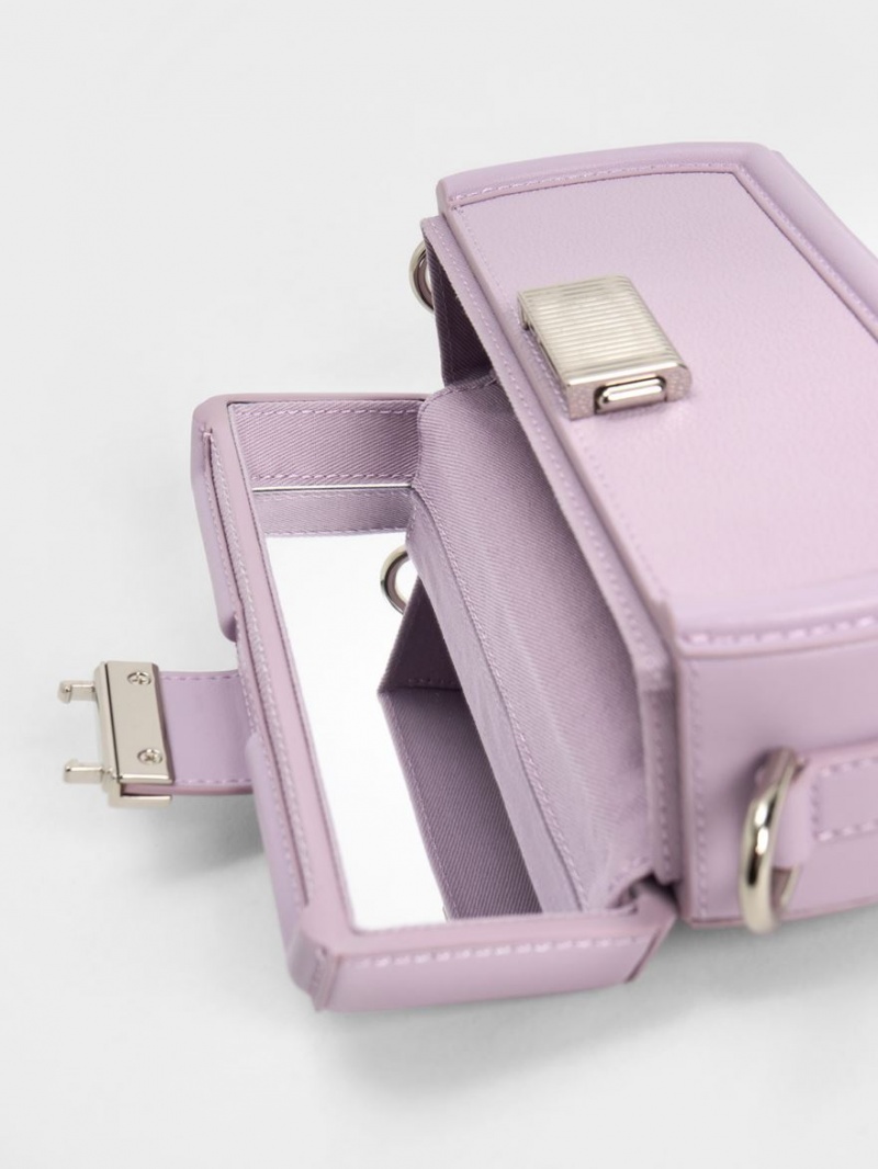 Geanta Clutch Charles & Keith Leona Belted Geometric Violet | 192VZAOQL