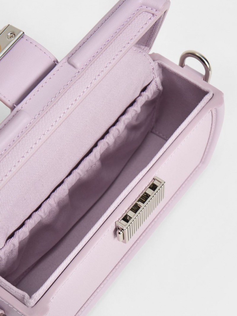Geanta Clutch Charles & Keith Leona Belted Geometric Violet | 192VZAOQL