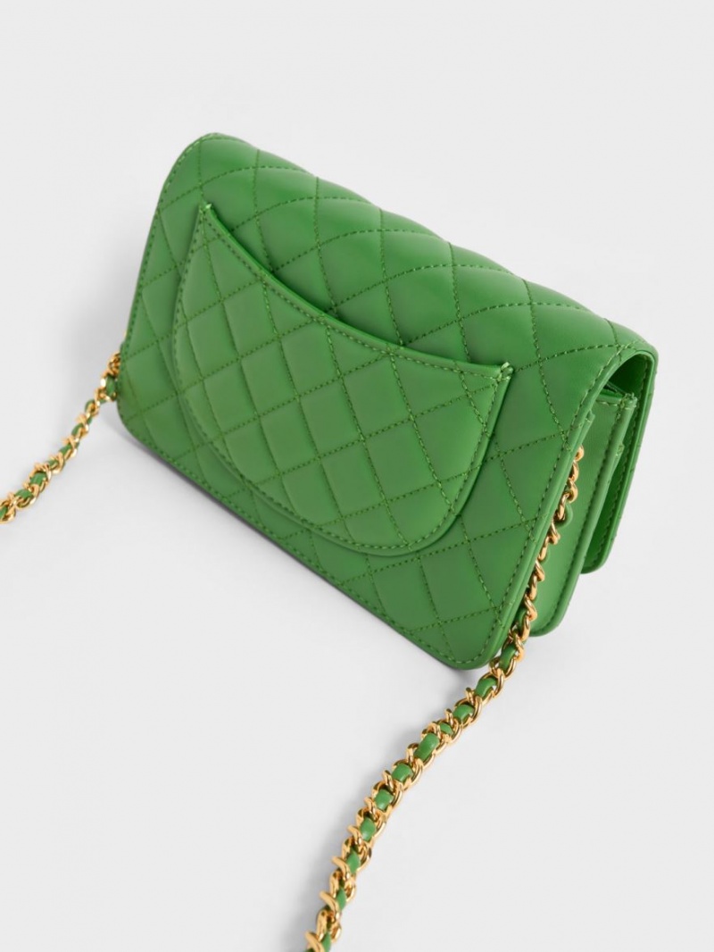 Geanta Clutch Charles & Keith Matlasat Push-Lock Verzi | 280ESUNLB