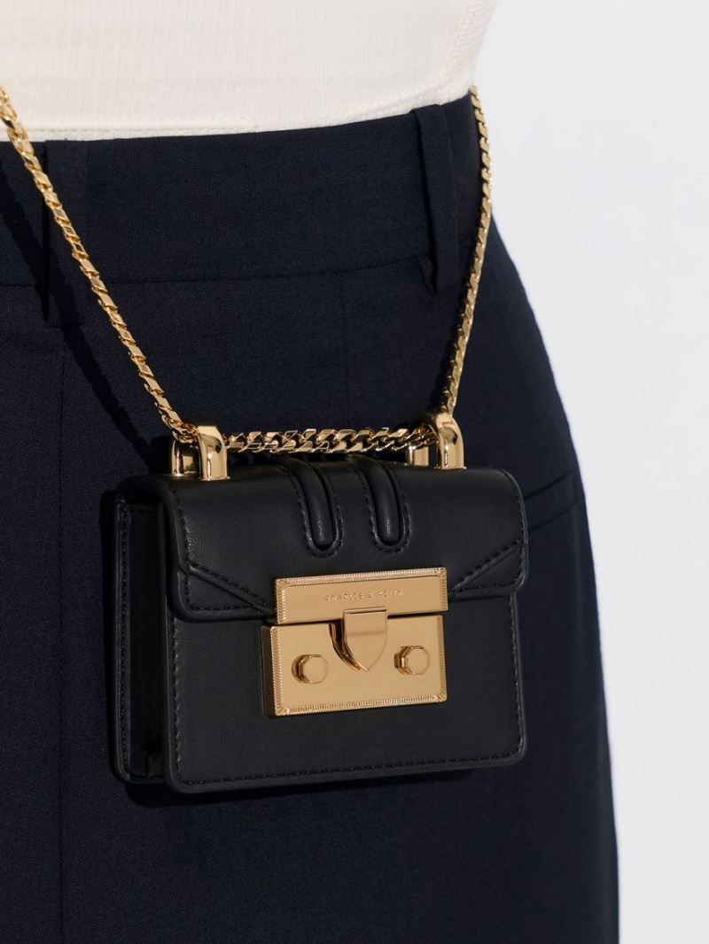 Geanta Clutch Charles & Keith Micro Charm-Embellished Negrii | 372TOMZLW