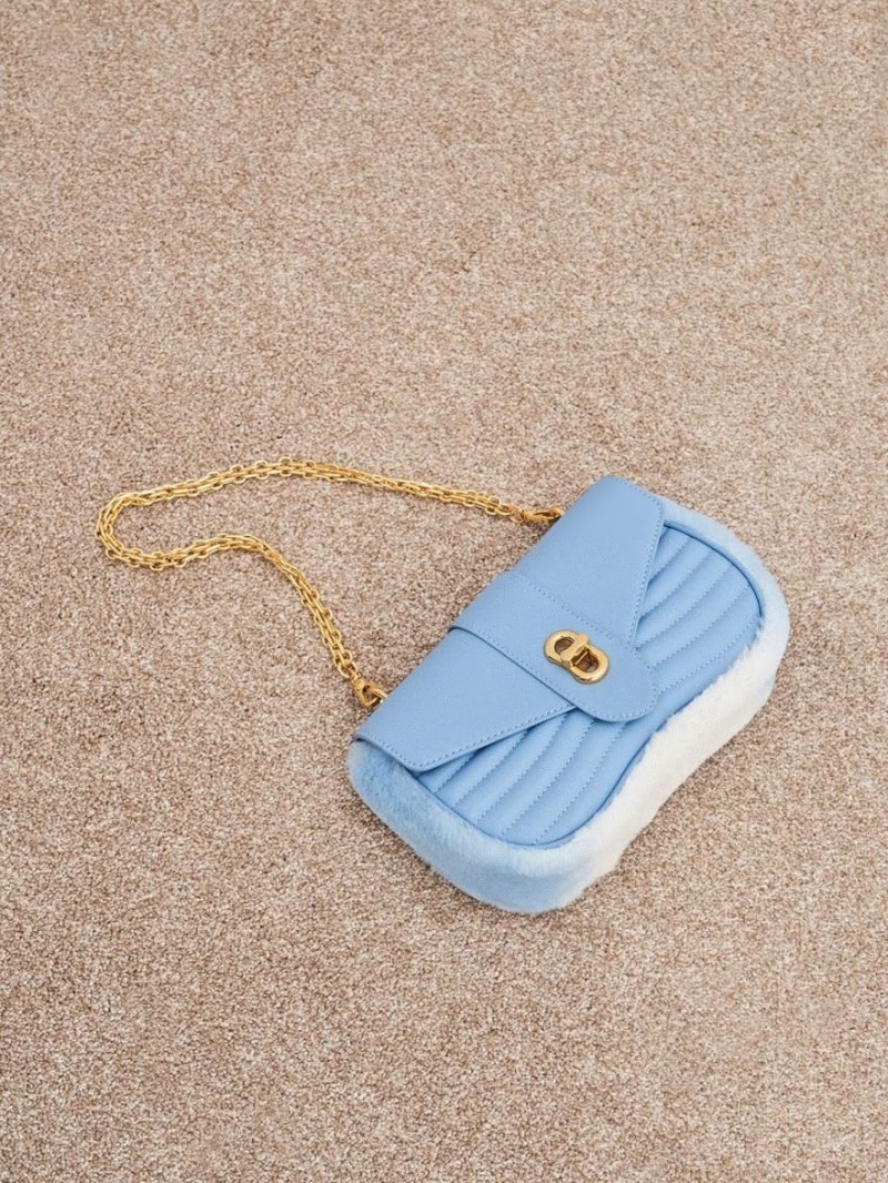 Geanta Crossbody Charles & Keith Aubrielle Fur-Trim Panelled Albastri Deschis | 395AKQSDX