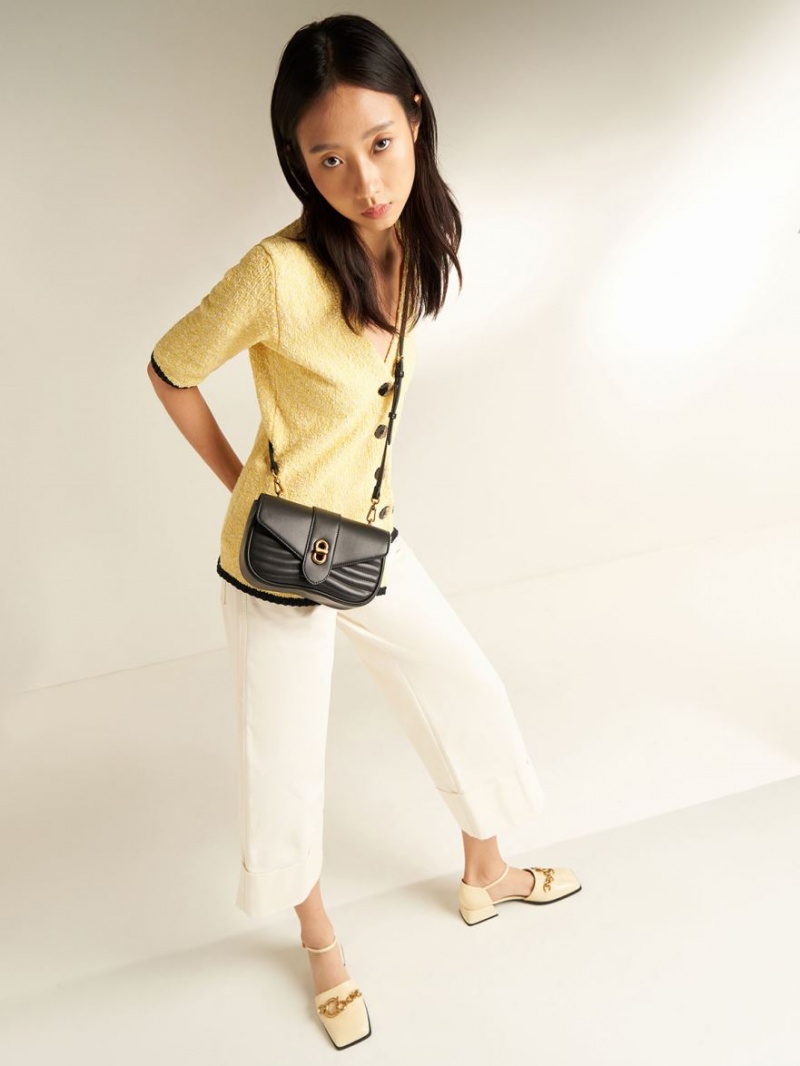 Geanta Crossbody Charles & Keith Aubrielle Panelled Negrii | 086KIGWHM