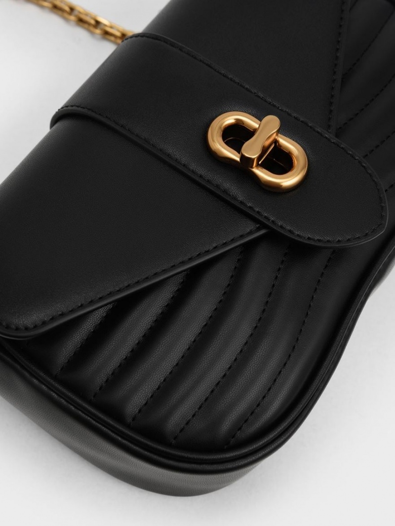 Geanta Crossbody Charles & Keith Aubrielle Panelled Negrii | 086KIGWHM