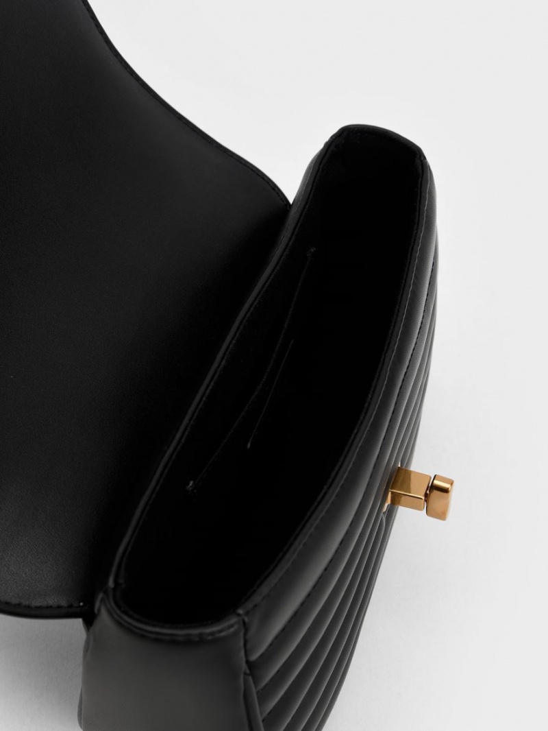 Geanta Crossbody Charles & Keith Aubrielle Panelled Negrii | 086KIGWHM