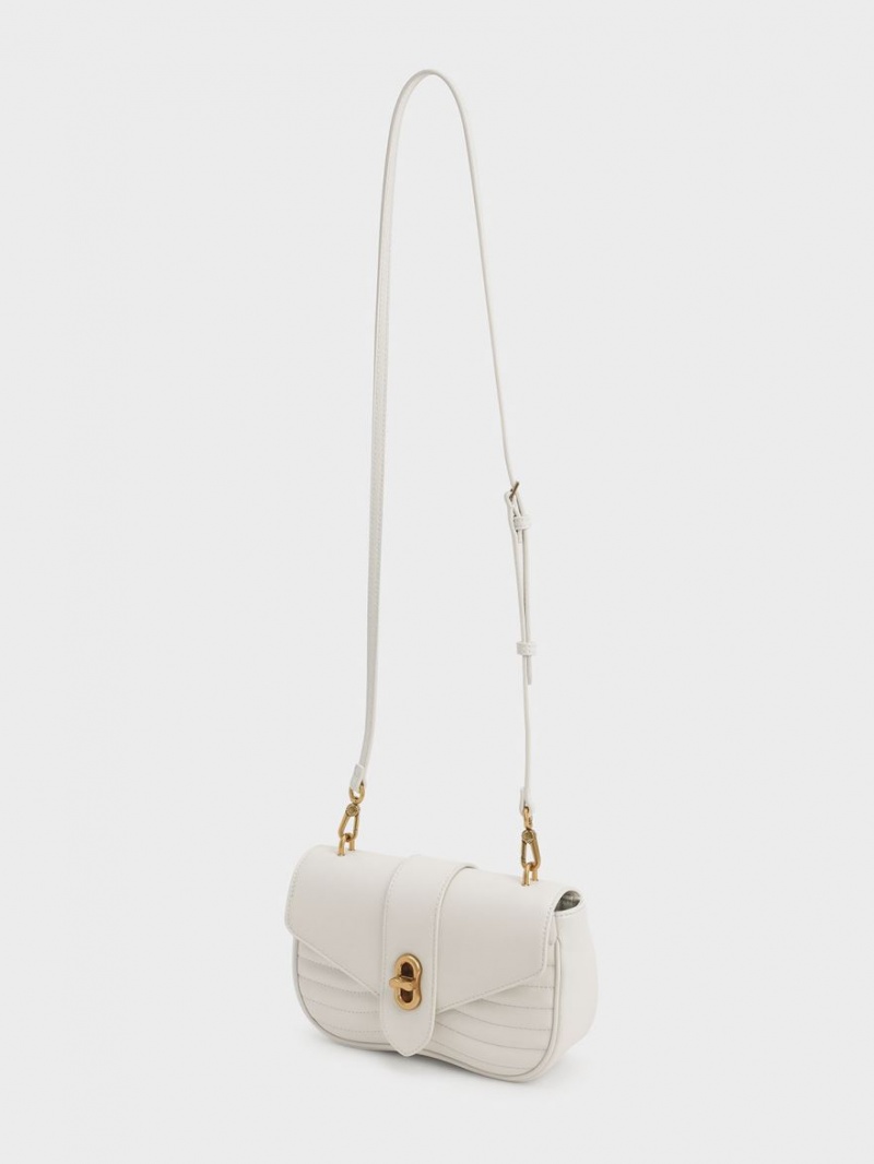 Geanta Crossbody Charles & Keith Aubrielle Panelled Albi | 784KLCQYE