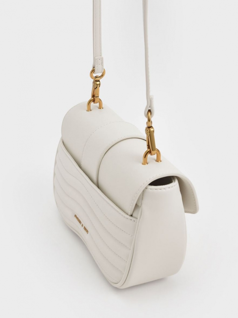 Geanta Crossbody Charles & Keith Aubrielle Panelled Albi | 784KLCQYE