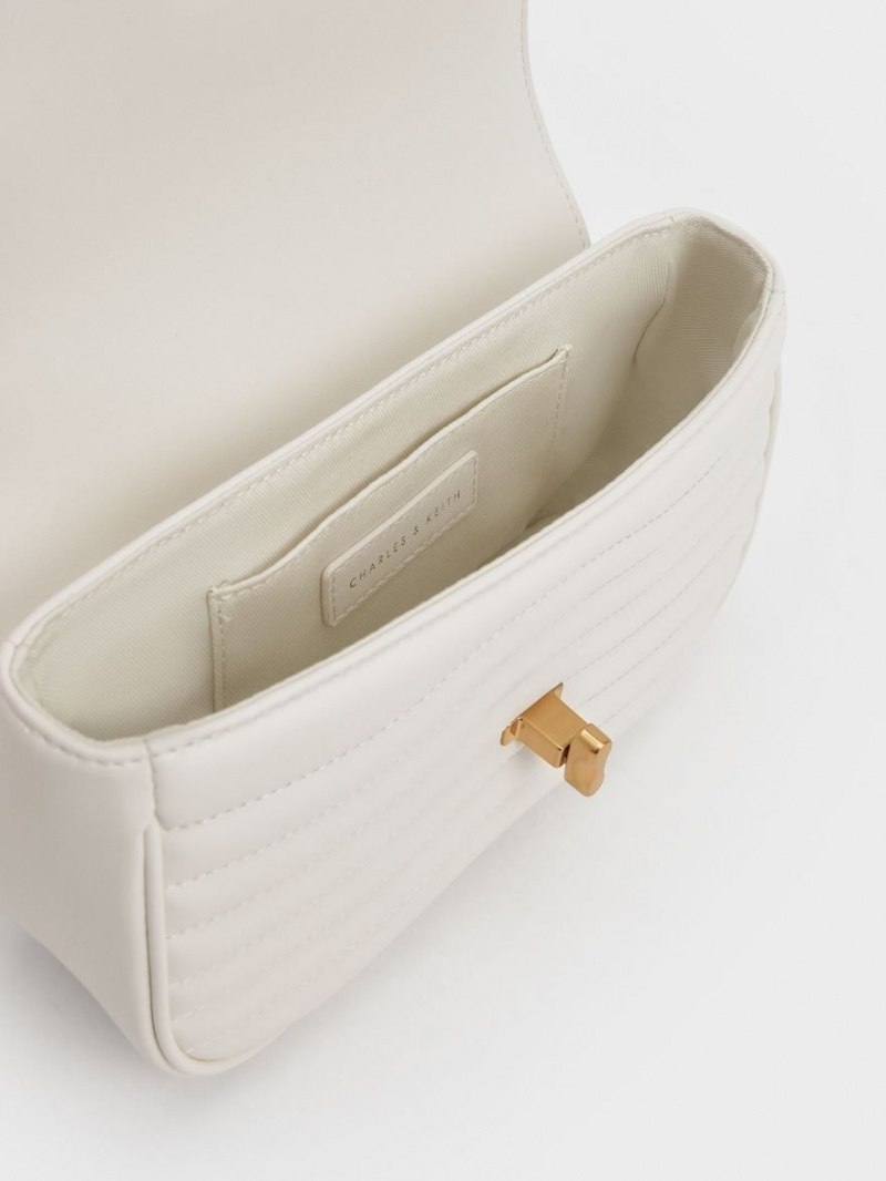 Geanta Crossbody Charles & Keith Aubrielle Panelled Albi | 784KLCQYE
