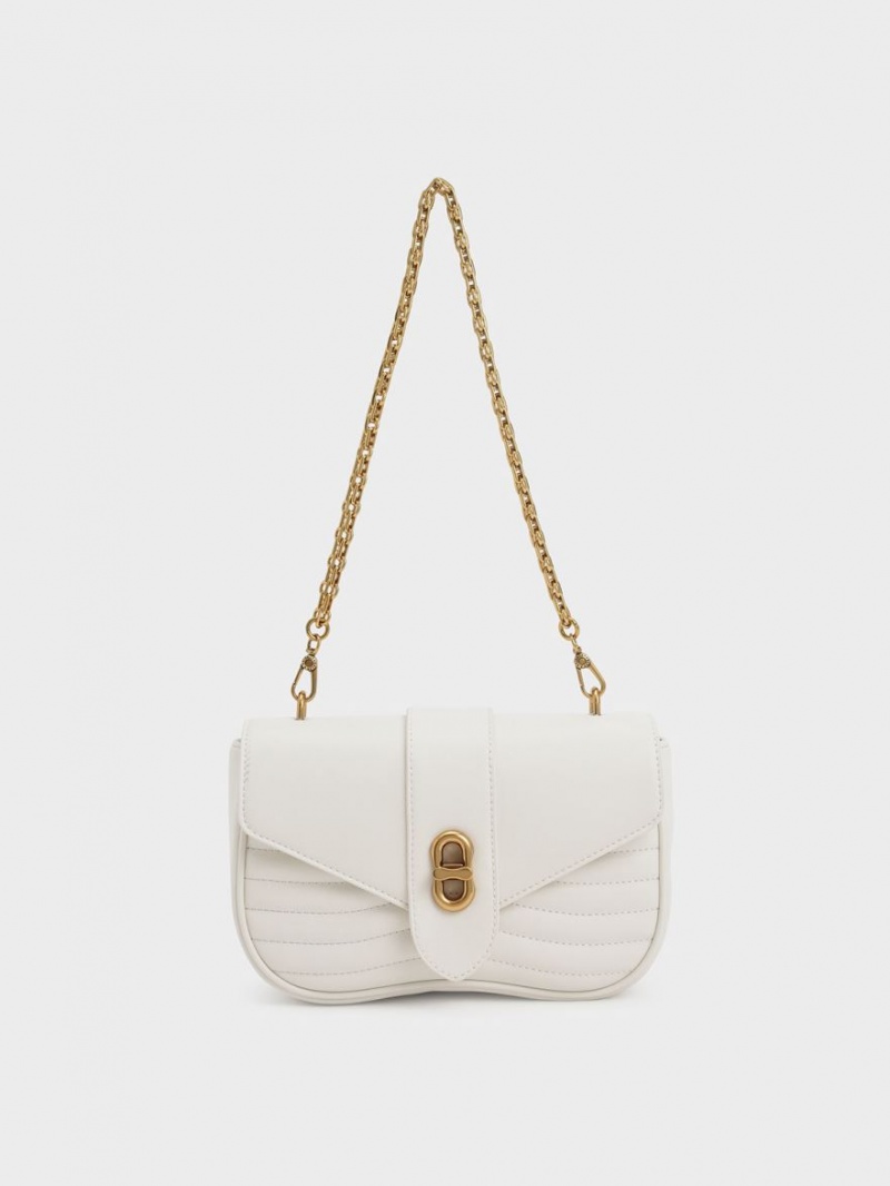 Geanta Crossbody Charles & Keith Aubrielle Panelled Albi | 784KLCQYE