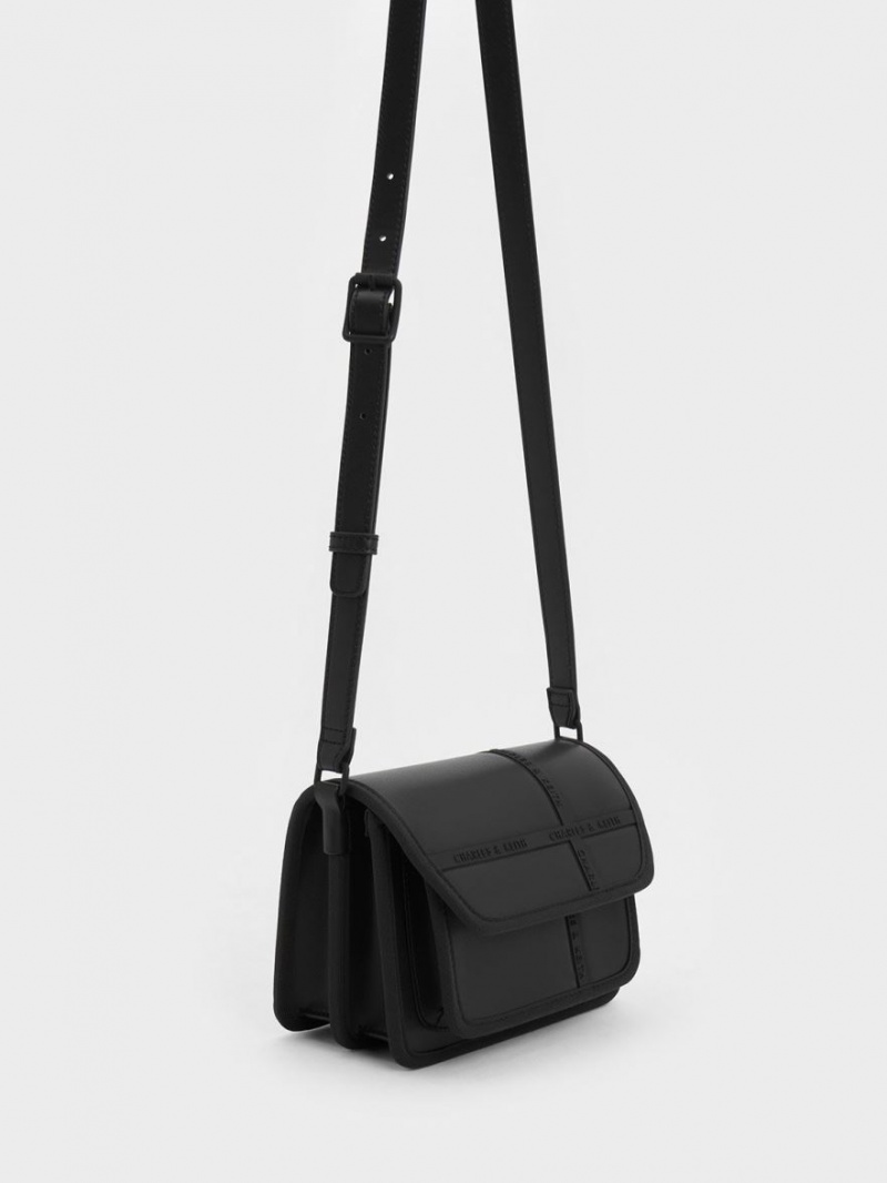 Geanta Crossbody Charles & Keith Avenue Contrast-Trim Negrii | 362UXTZGQ
