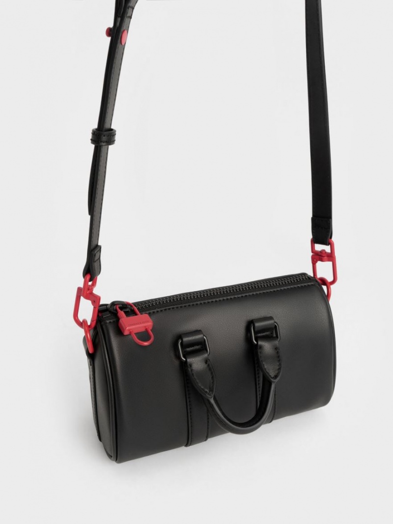 Geanta Crossbody Charles & Keith Balta Chain-Link Bowling Negrii | 129RWGLDF