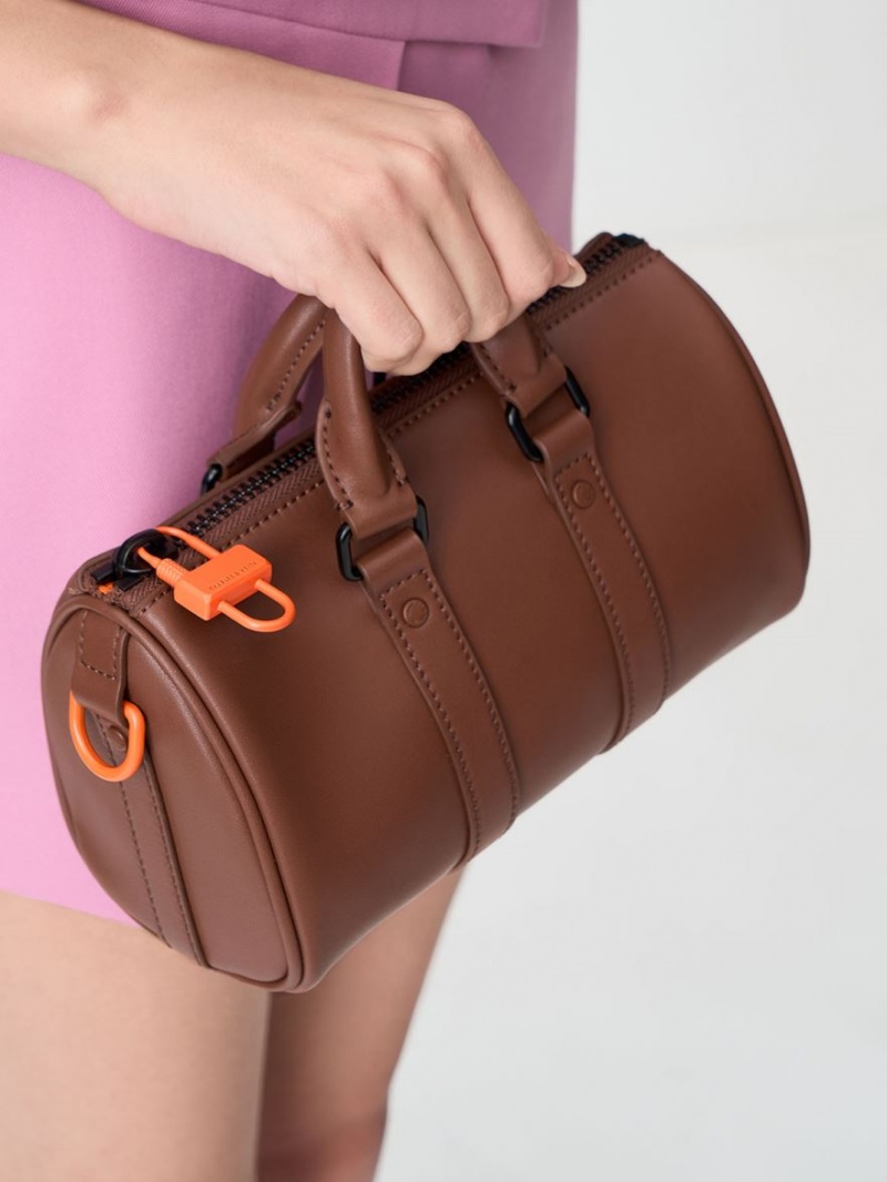 Geanta Crossbody Charles & Keith Balta Chain-Link Bowling Maro | 103NHQZED