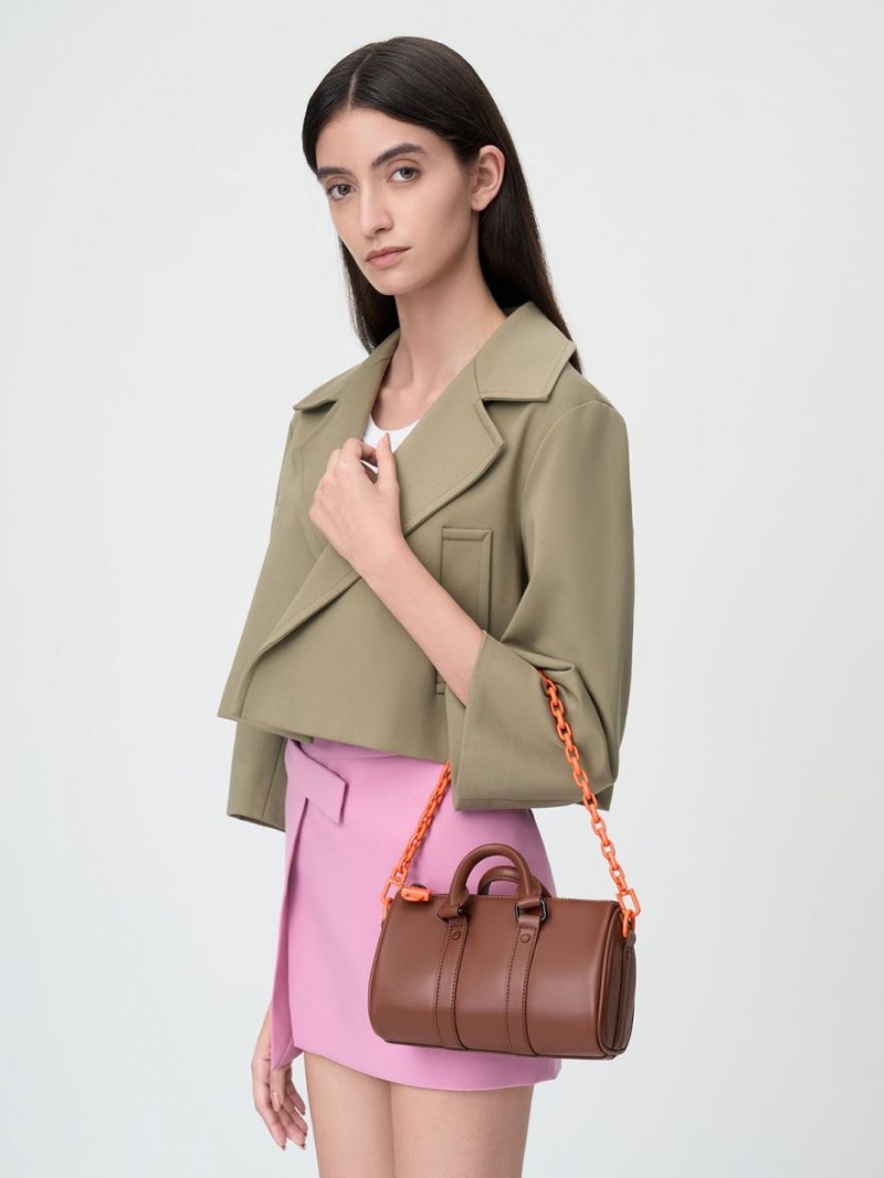 Geanta Crossbody Charles & Keith Balta Chain-Link Bowling Maro | 103NHQZED