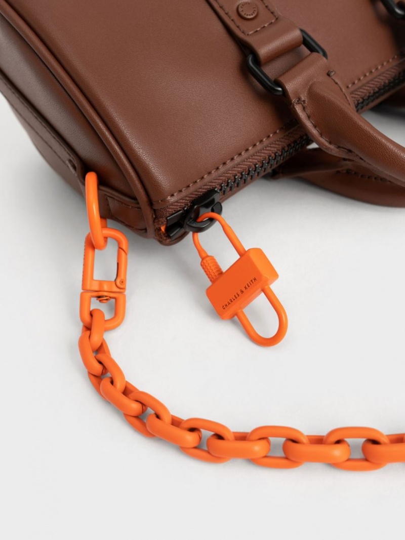 Geanta Crossbody Charles & Keith Balta Chain-Link Bowling Maro | 103NHQZED
