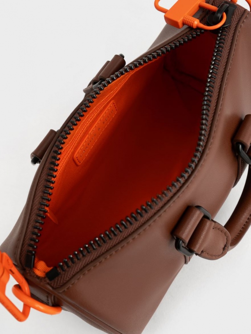 Geanta Crossbody Charles & Keith Balta Chain-Link Bowling Maro | 103NHQZED