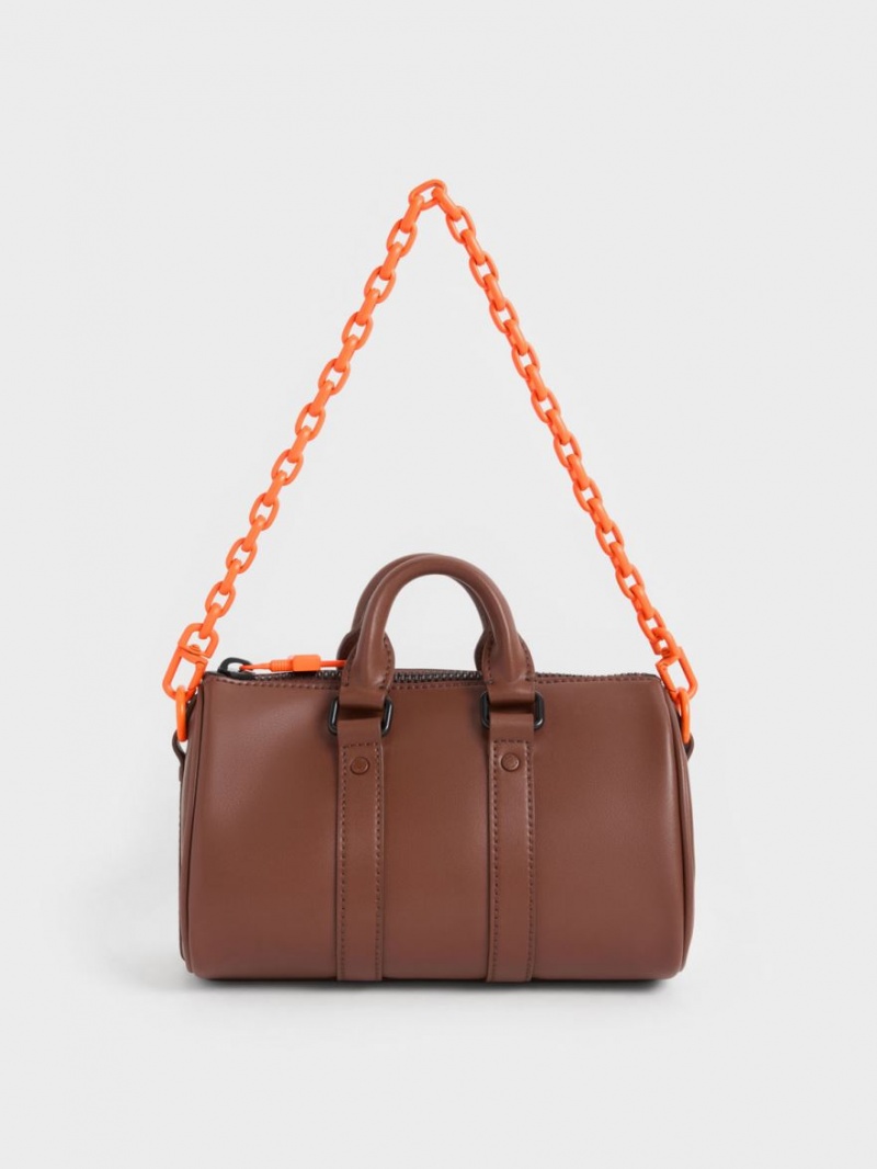 Geanta Crossbody Charles & Keith Balta Chain-Link Bowling Maro | 103NHQZED