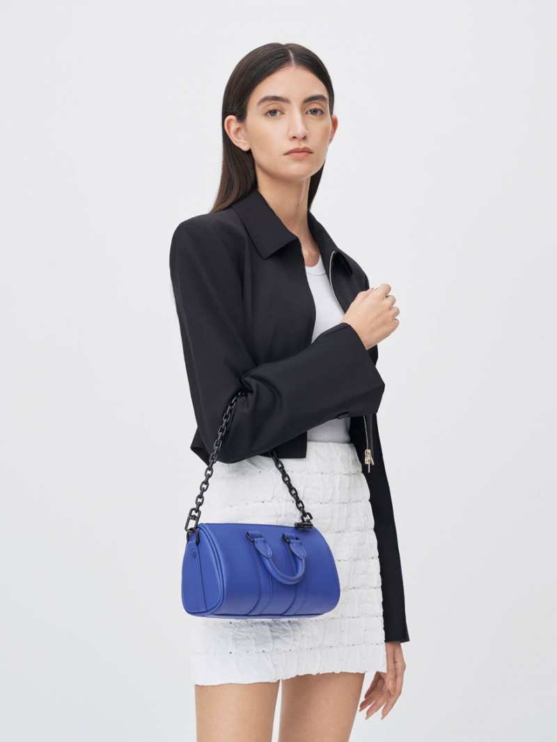 Geanta Crossbody Charles & Keith Balta Chain-Link Bowling Albastri | 240LCONEH