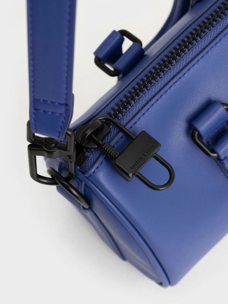 Geanta Crossbody Charles & Keith Balta Chain-Link Bowling Albastri | 240LCONEH