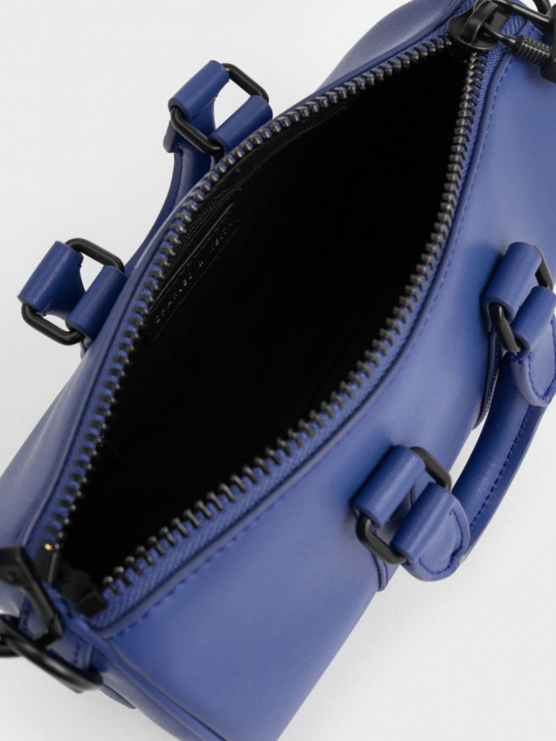 Geanta Crossbody Charles & Keith Balta Chain-Link Bowling Albastri | 240LCONEH