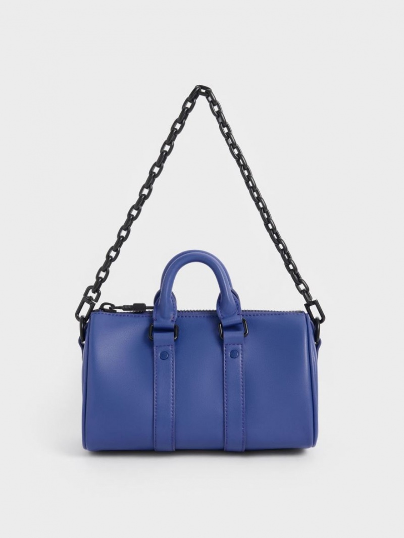 Geanta Crossbody Charles & Keith Balta Chain-Link Bowling Albastri | 240LCONEH