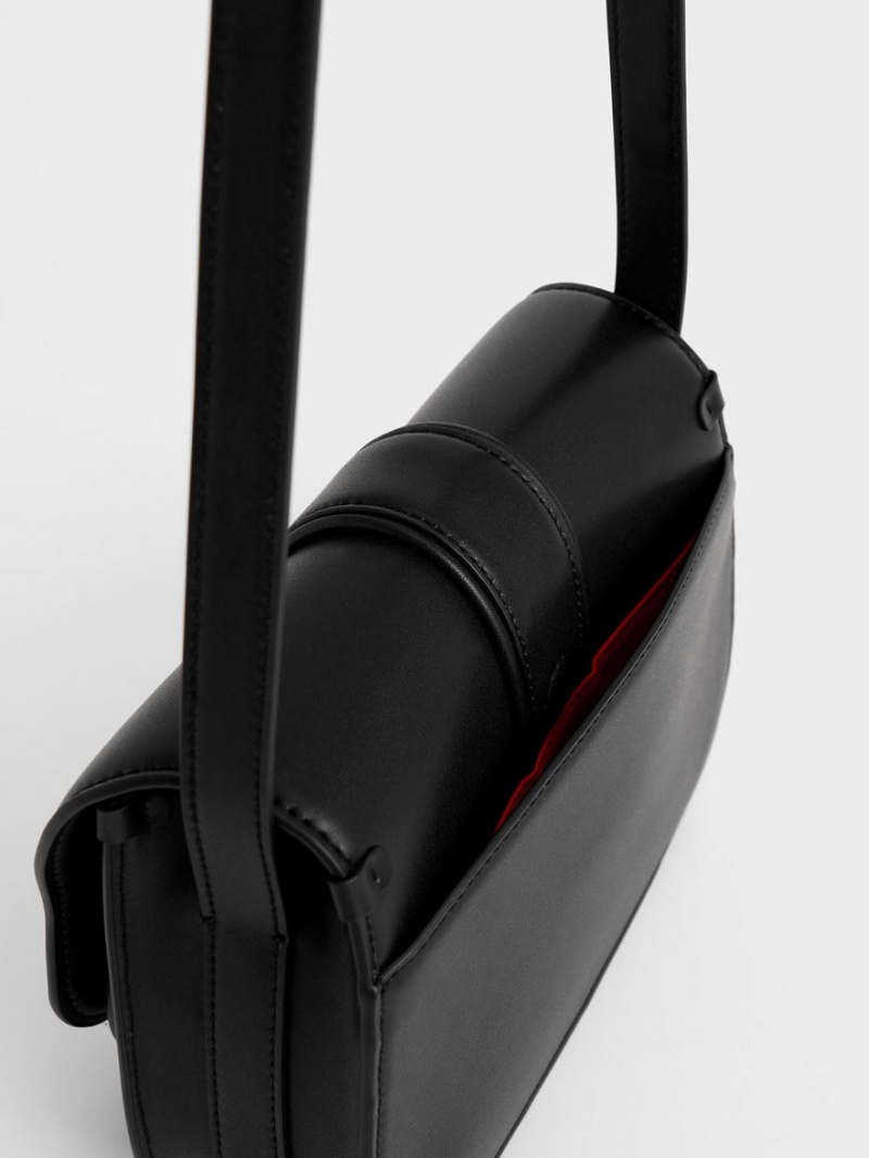 Geanta Crossbody Charles & Keith Balta Padlock Negrii | 469WUYGFO