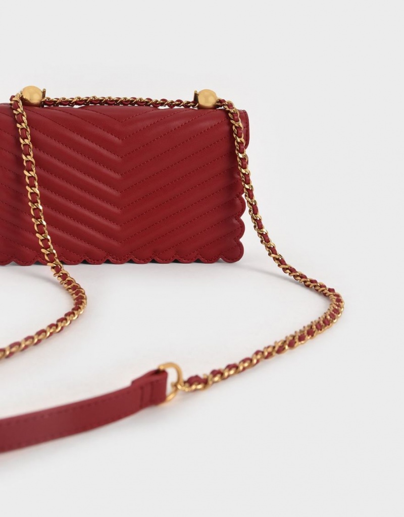 Geanta Crossbody Charles & Keith Beaded Handle Rosii | 347KXNRPF