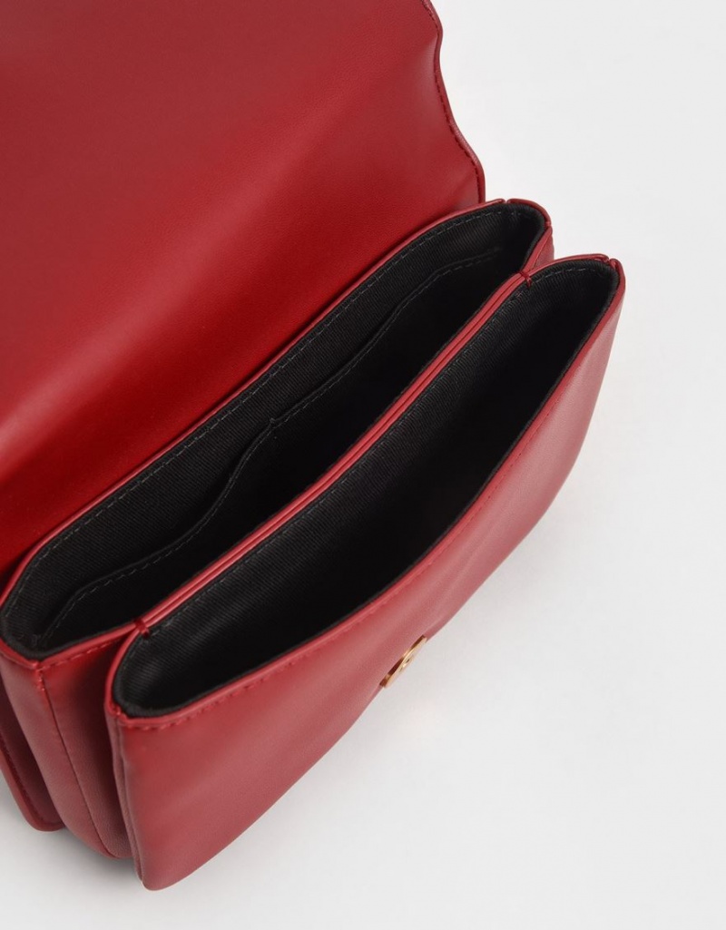 Geanta Crossbody Charles & Keith Beaded Handle Rosii | 347KXNRPF