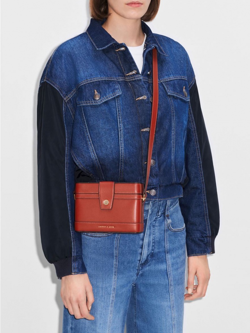 Geanta Crossbody Charles & Keith Bronte Boxy Rosii Inchis | 263VSWHDC