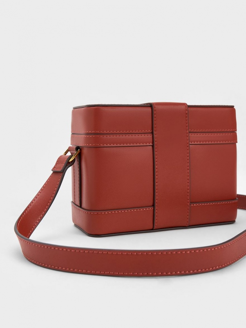 Geanta Crossbody Charles & Keith Bronte Boxy Rosii Inchis | 263VSWHDC