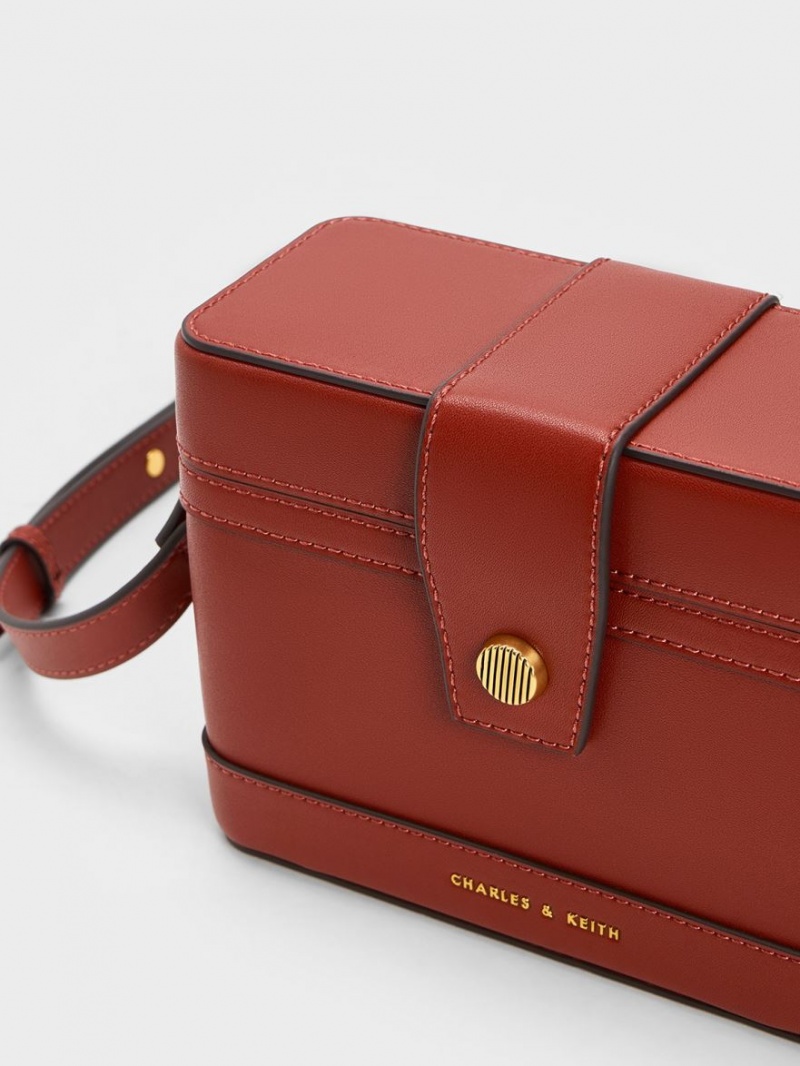 Geanta Crossbody Charles & Keith Bronte Boxy Rosii Inchis | 263VSWHDC