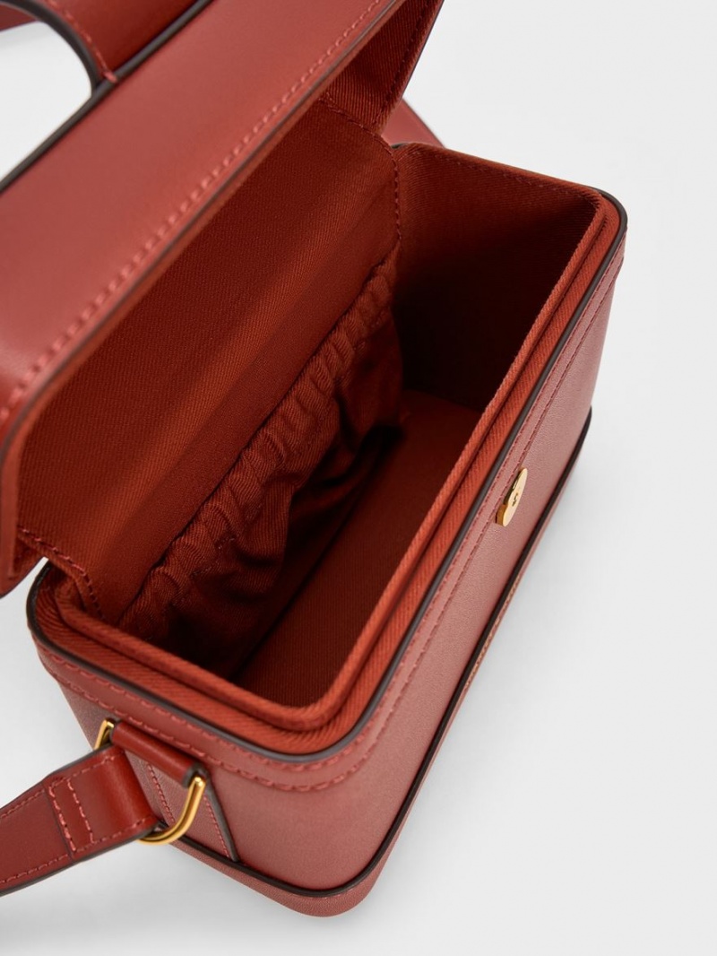 Geanta Crossbody Charles & Keith Bronte Boxy Rosii Inchis | 263VSWHDC