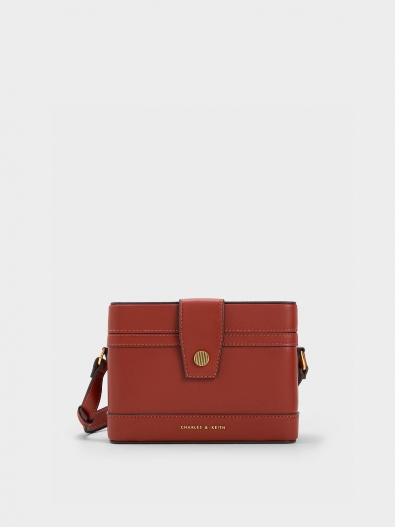 Geanta Crossbody Charles & Keith Bronte Boxy Rosii Inchis | 263VSWHDC