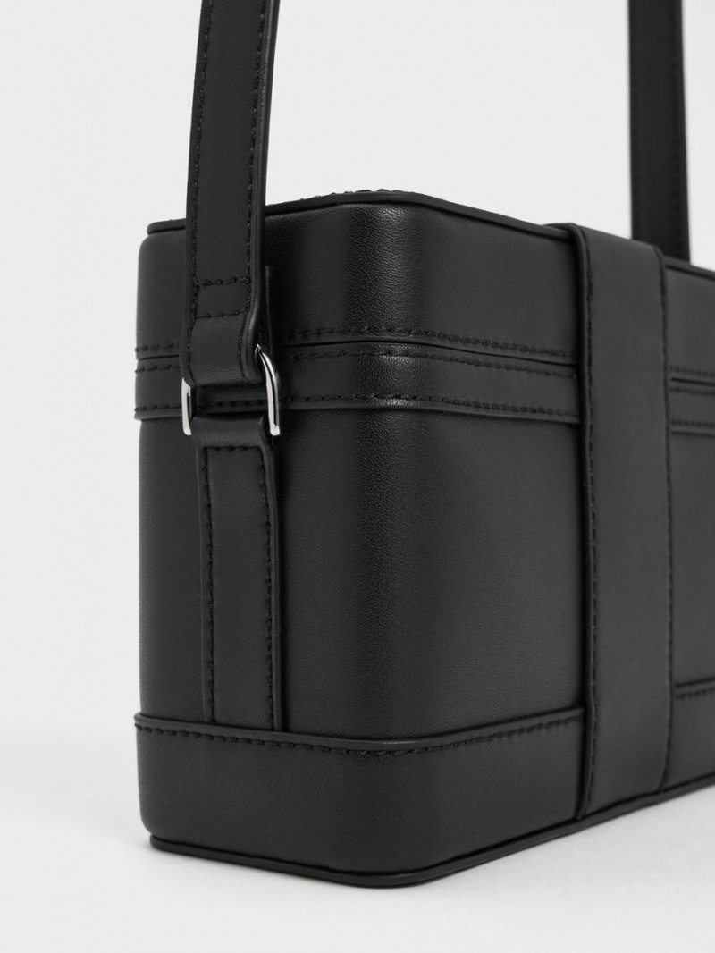 Geanta Crossbody Charles & Keith Bronte Boxy Negrii | 382HCXJOW