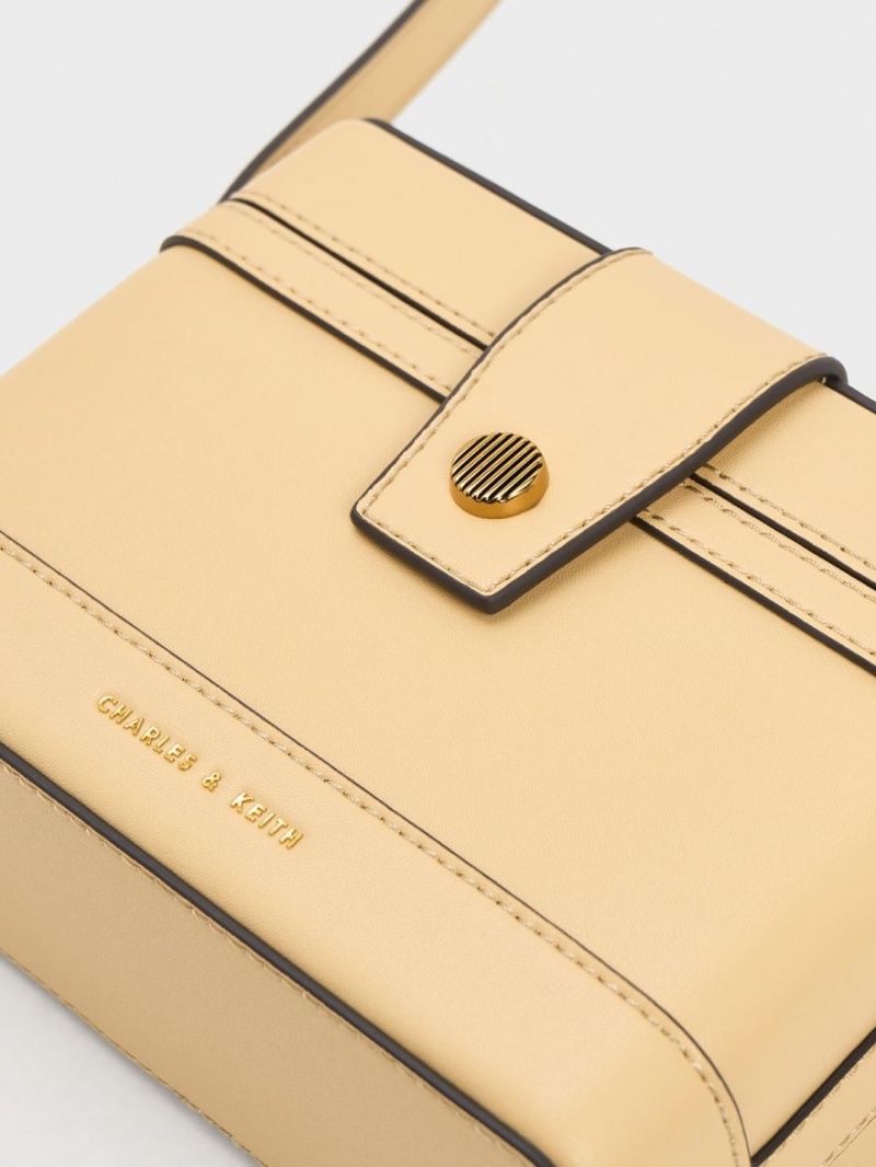 Geanta Crossbody Charles & Keith Bronte Boxy Bej | 947IZWFYS