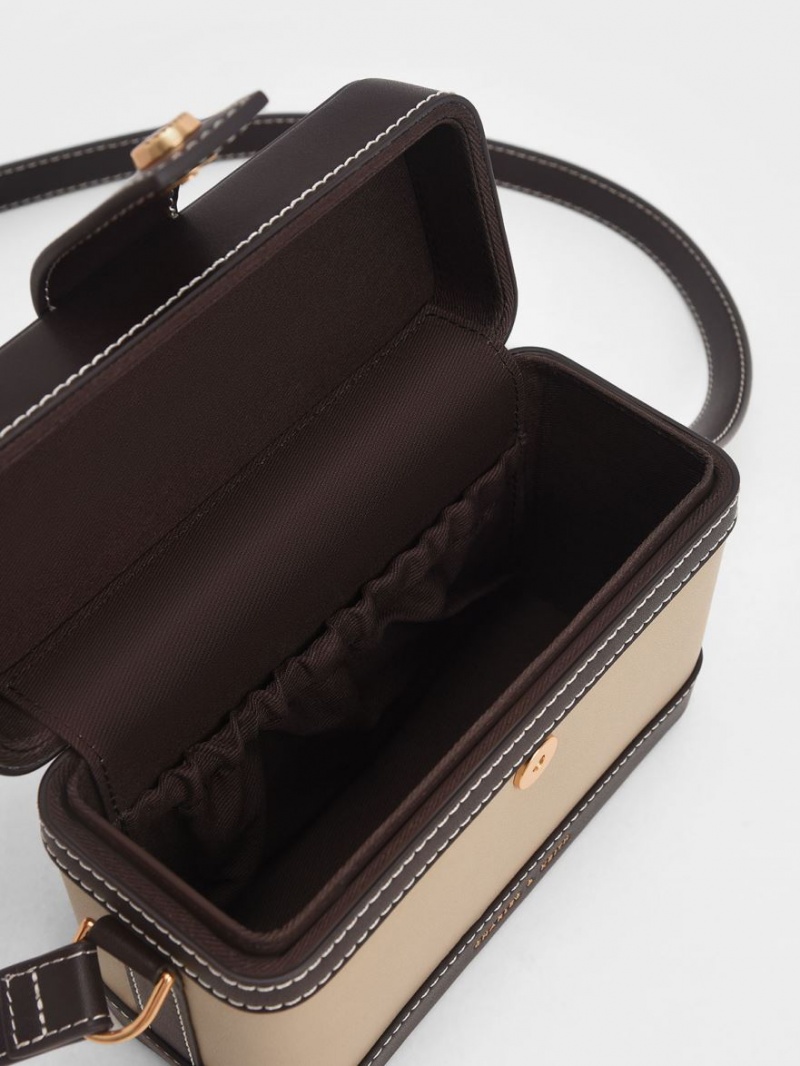 Geanta Crossbody Charles & Keith Bronte Contrast-Trim Boxy Maro | 369ADVZWR