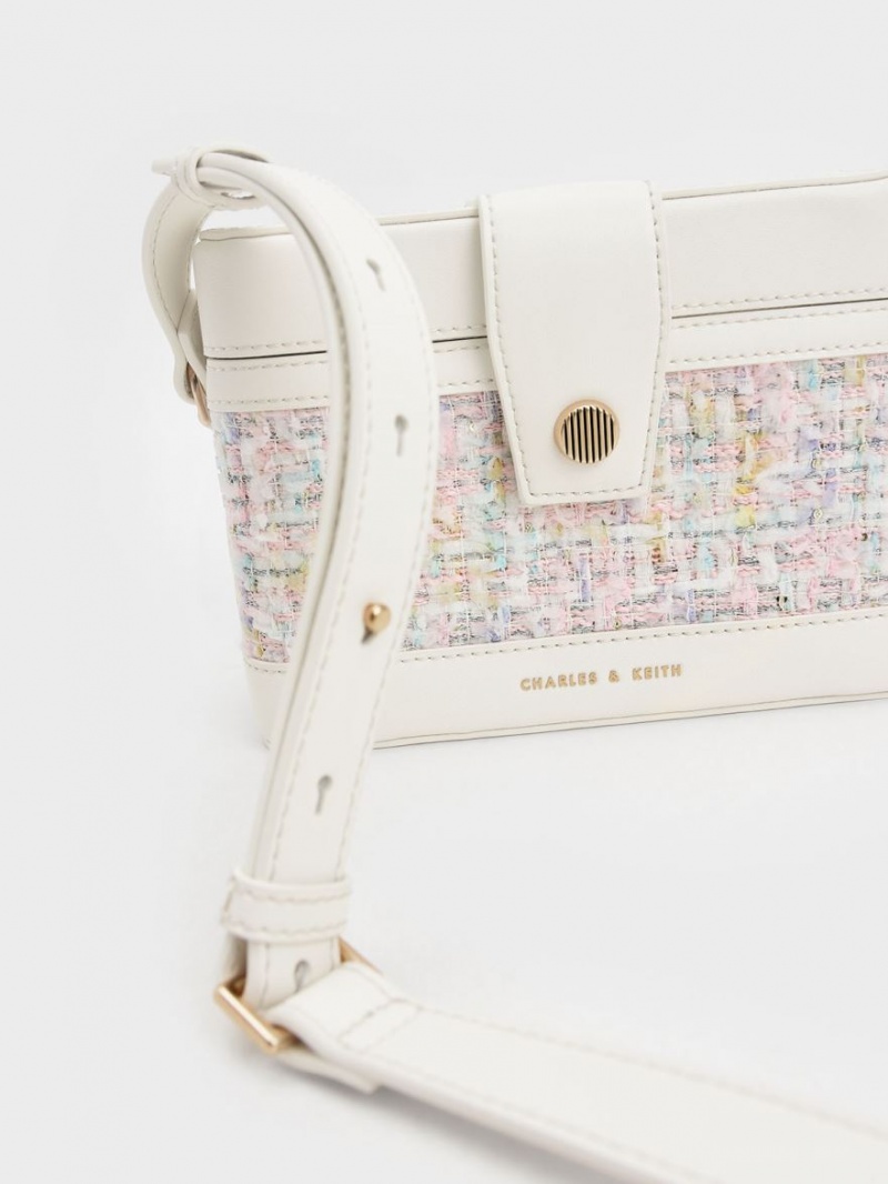 Geanta Crossbody Charles & Keith Bronte Tweed Boxy Roz Deschis | 349LTJSEA