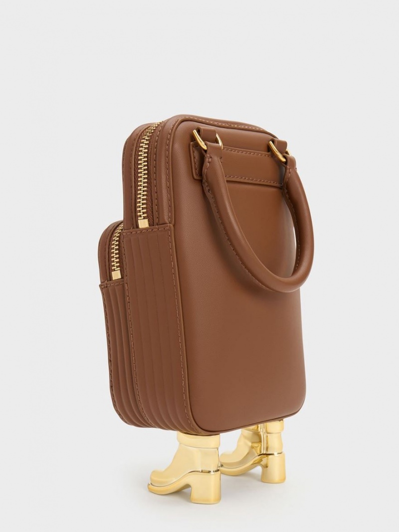 Geanta Crossbody Charles & Keith Calliope Double Pocket Maro | 124CRLYZM