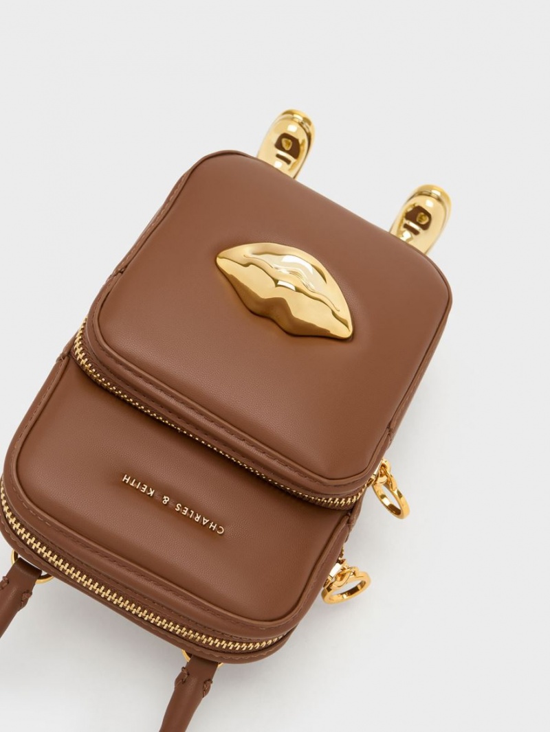Geanta Crossbody Charles & Keith Calliope Double Pocket Maro | 124CRLYZM