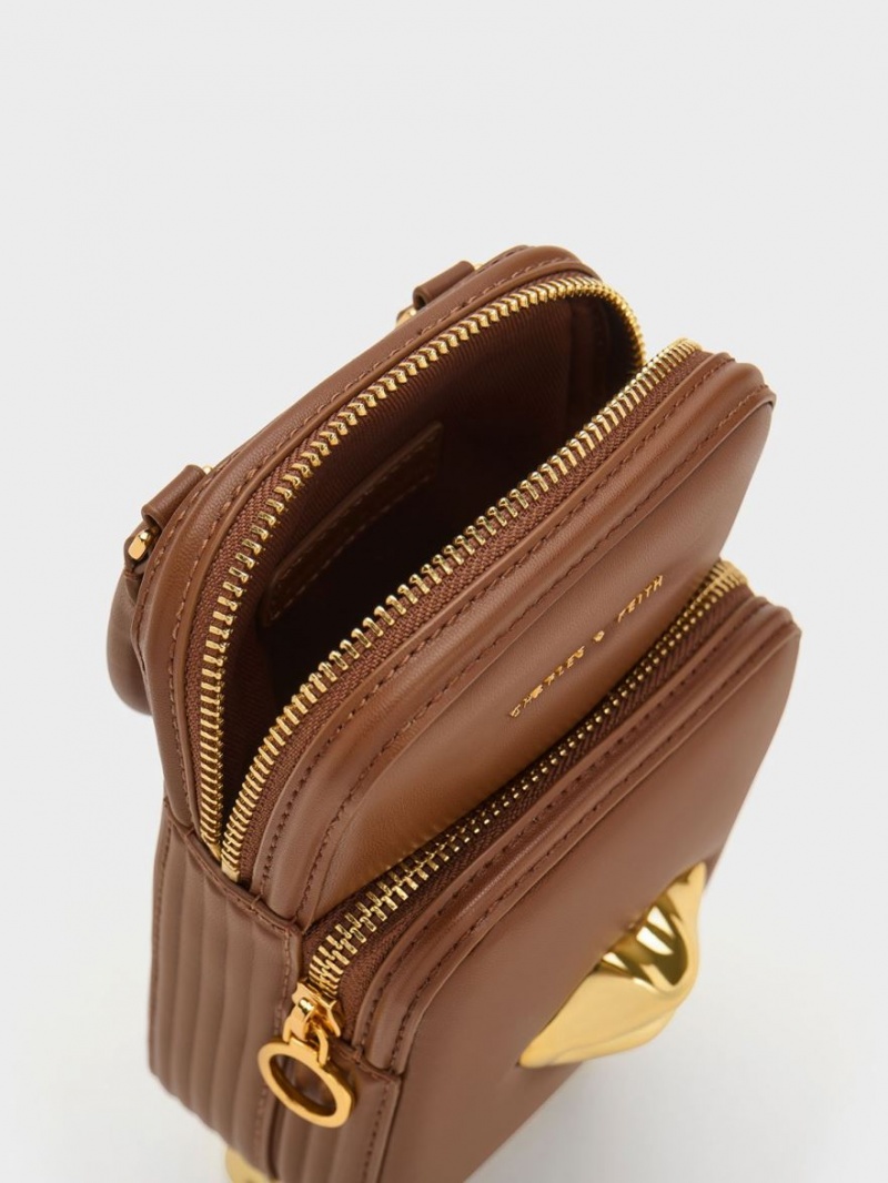 Geanta Crossbody Charles & Keith Calliope Double Pocket Maro | 124CRLYZM