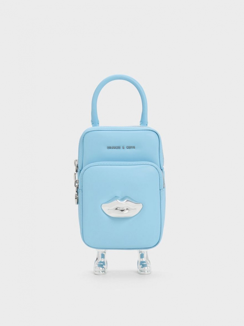 Geanta Crossbody Charles & Keith Calliope Double Pocket Albastri Deschis | 703YPTMJN