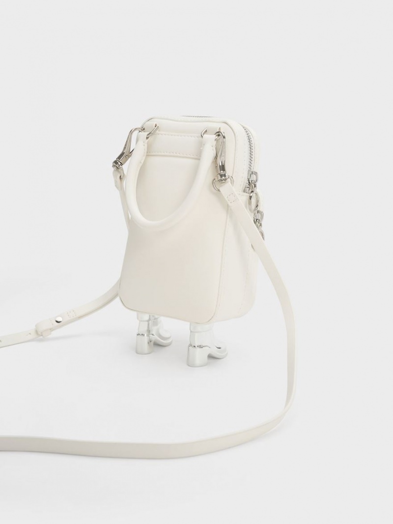 Geanta Crossbody Charles & Keith Calliope Double Pocket Albi | 903QNPOFY