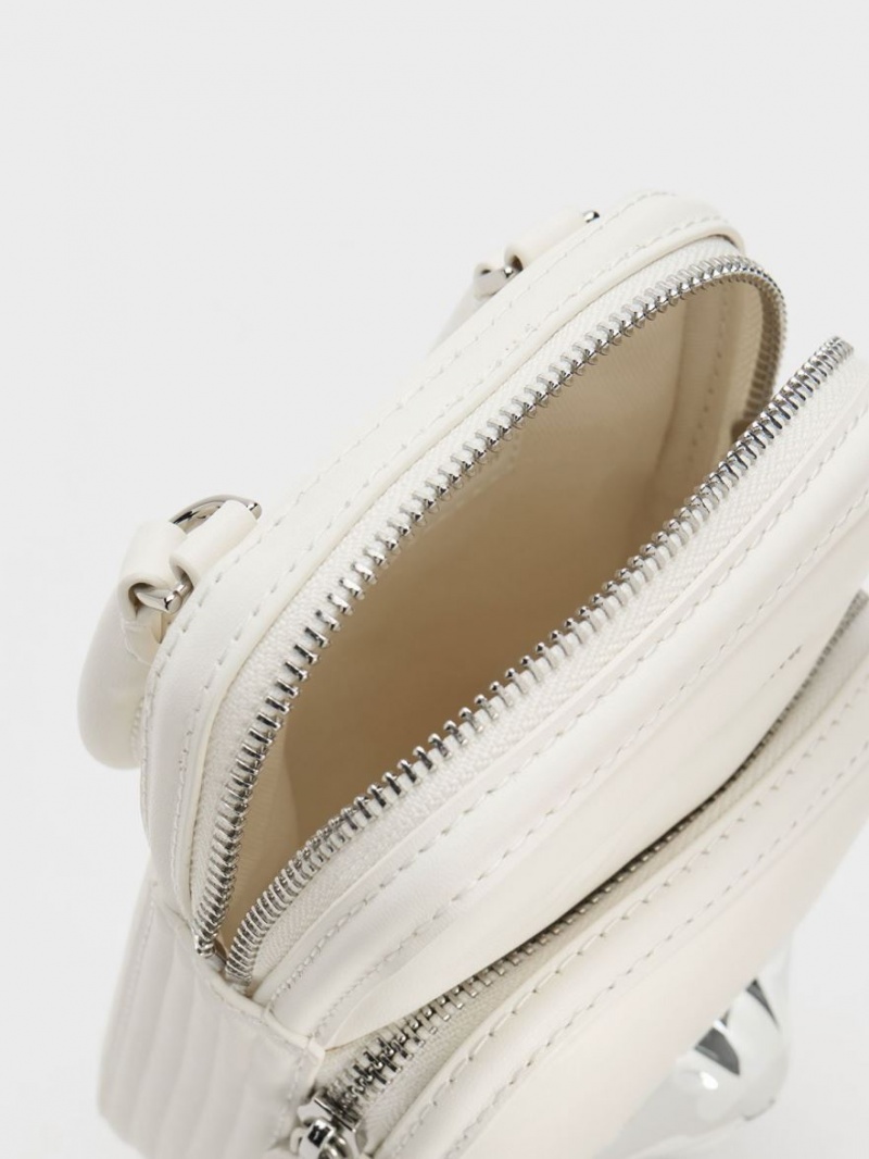 Geanta Crossbody Charles & Keith Calliope Double Pocket Albi | 903QNPOFY